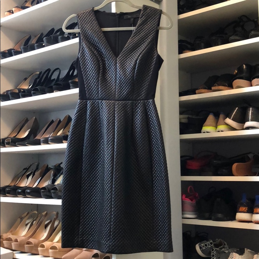 BCBGMAXAZRIA black faux leather size 0 dress. NWT
